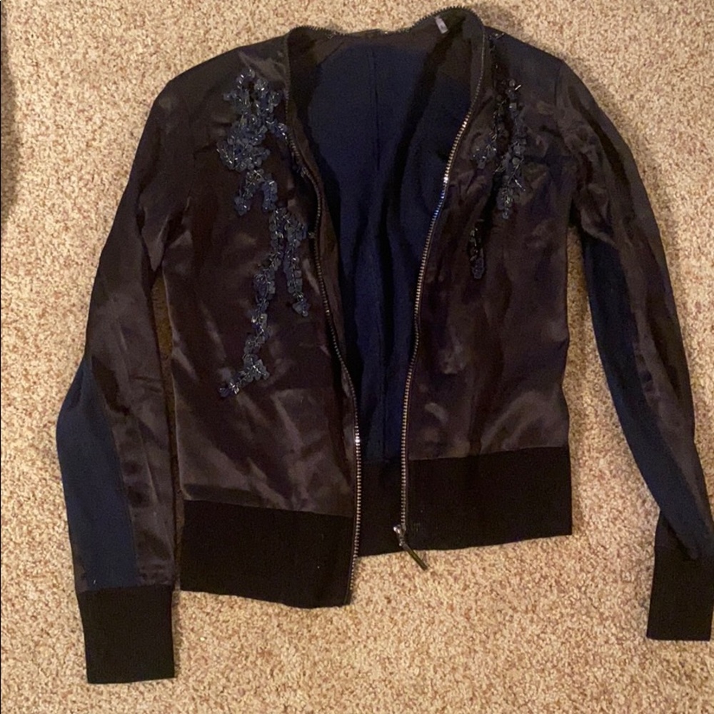 Elite Tahari Silk Bomber Jacket. S
